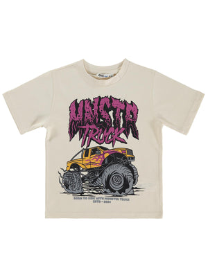Civil Boys Mnstr Truck Baskılı 2-5 Yaş Tişört - Ekru