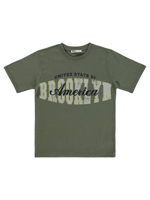 Civil Boys Brooklyn Baskılı 10-13 Yaş Tişört - Haki