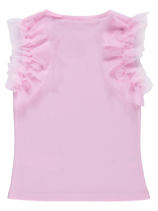 Civil Girls Fiyonklu 4-9 Yaş Tişört - Pembe