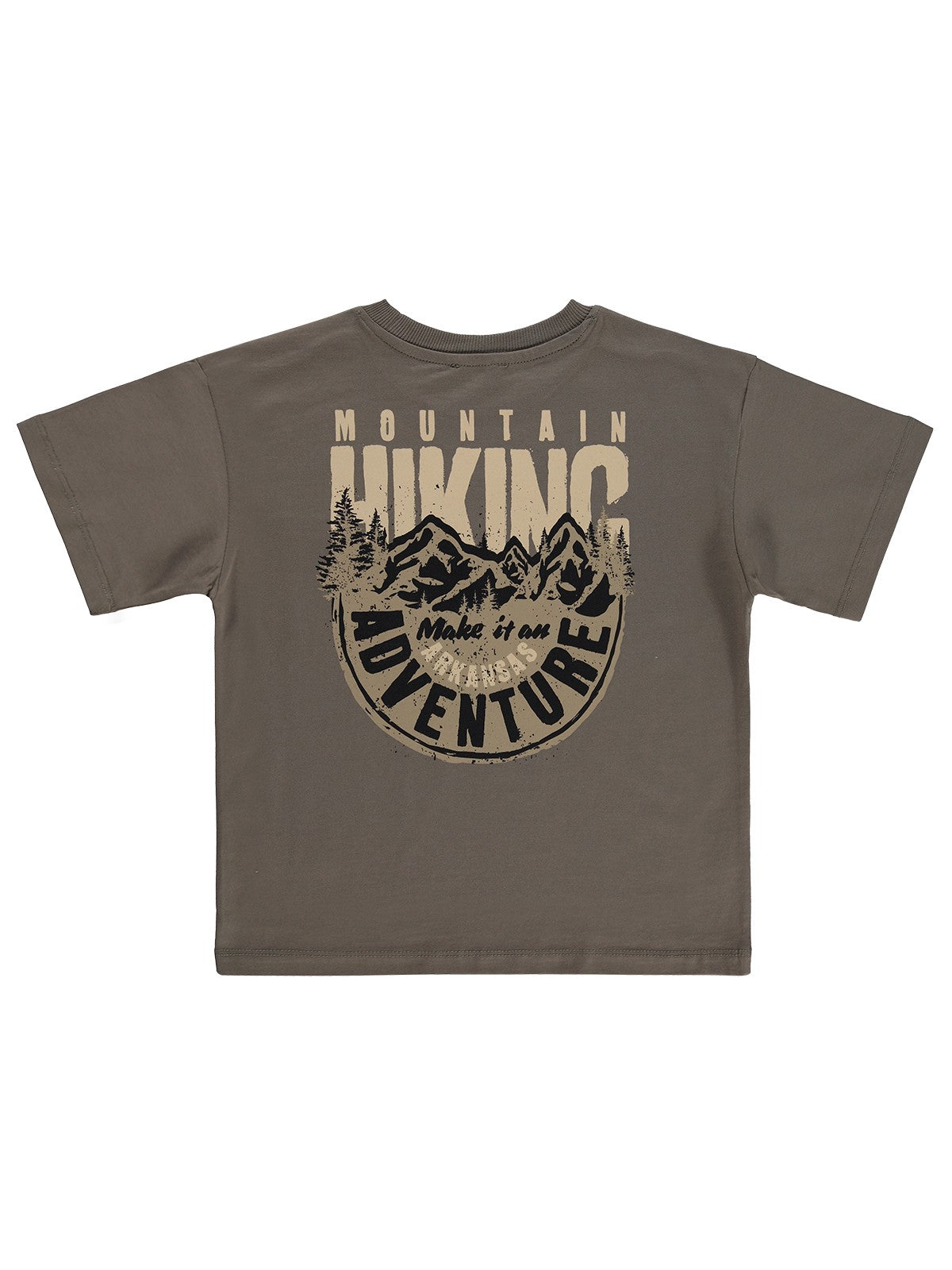 Civil Boys Hıkıng Sırt Baskılı 10-13 Yaş Tişört - Kahverengi