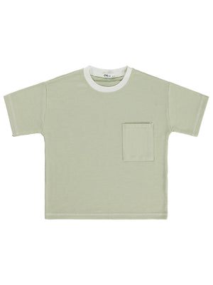 Civil Boys Karyoka Dikişli Cepli 10-13 Yaş Tişört - Yeşil