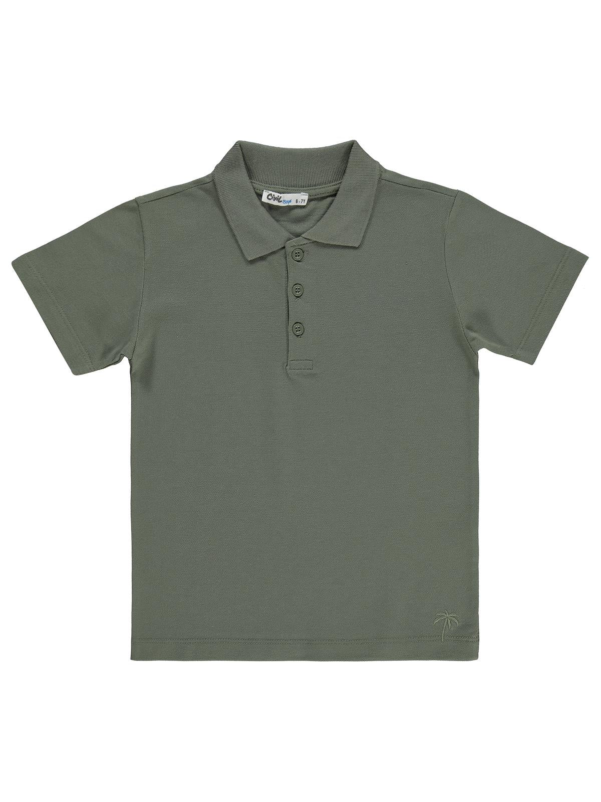Civil Boys Palmiye Nakışlı Polo Yaka 10-13 Yaş Tişört - Haki