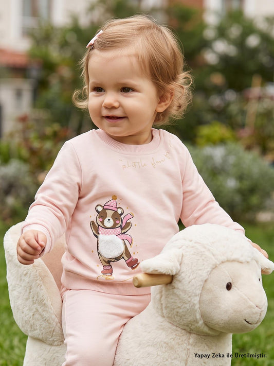 Civil Baby Bereli Ayıcık Baskılı 6-18 Ay Takım - Pembe