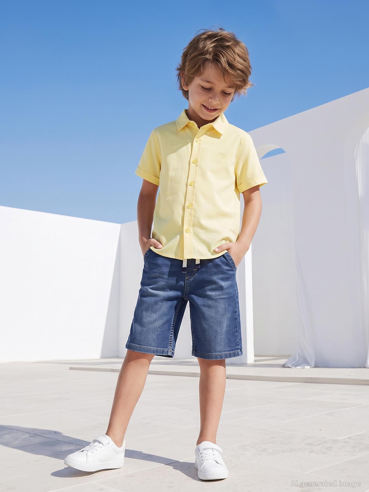 Civil Boys Basic Kısa Kol 10-13 Yaş Gömlek - Sarı