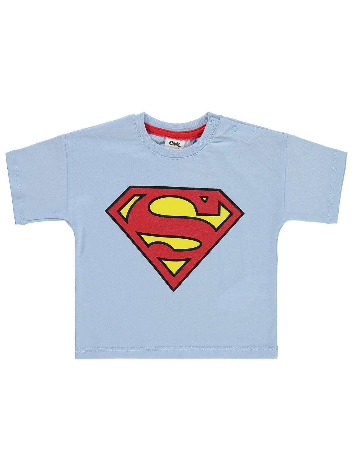 Superman Baskılı 6-18 Ay Tişört - Mavi
