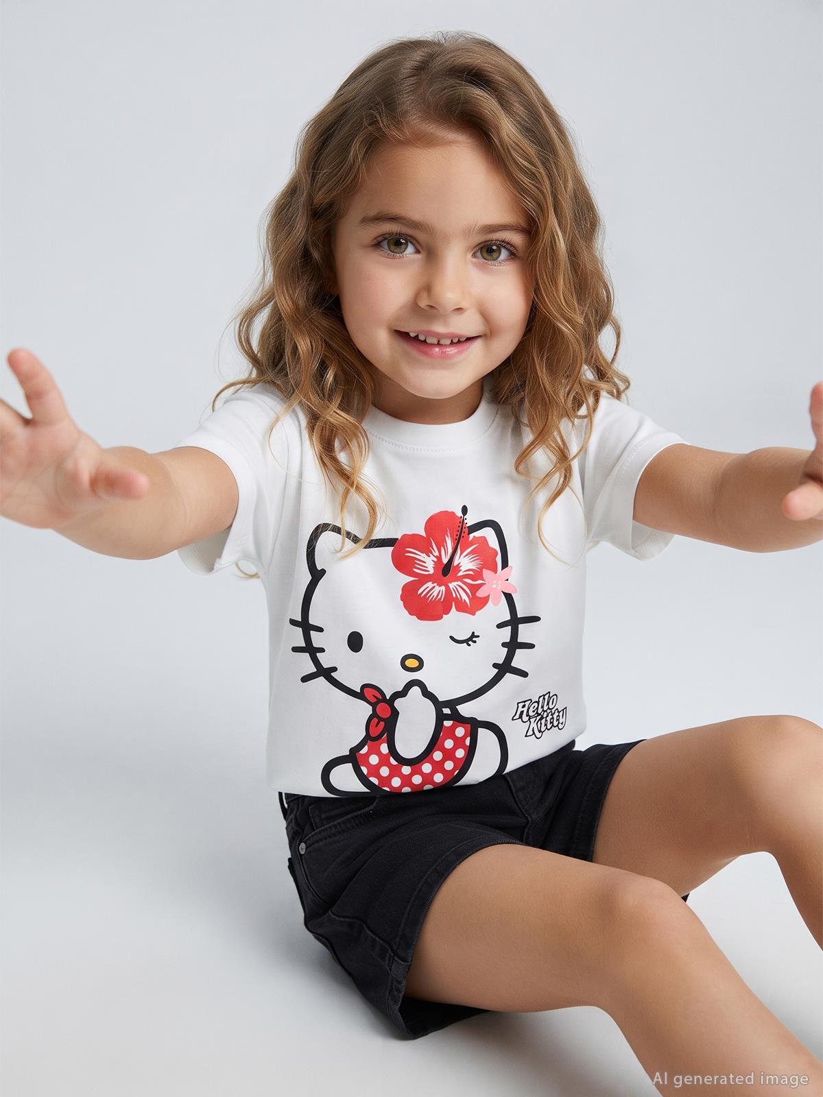 Hello Kitty 2-5 Yaş Tişört - Kırık Beyaz
