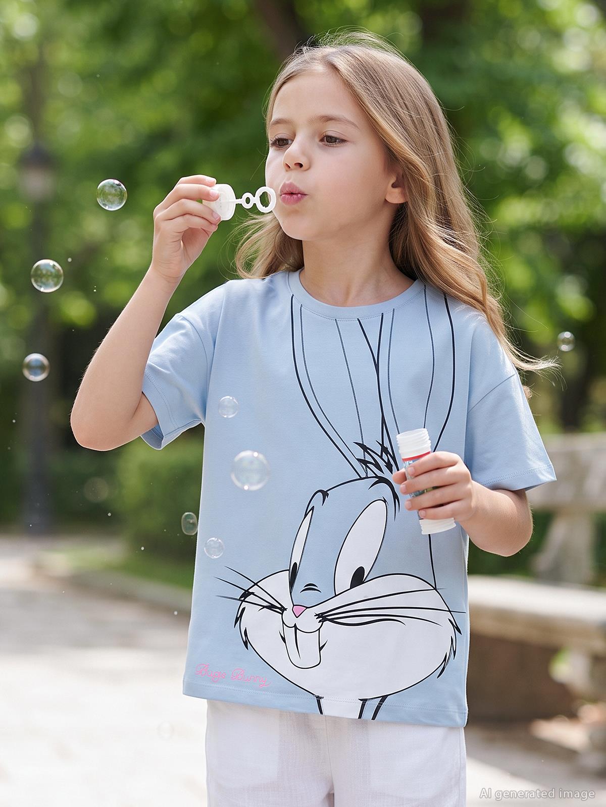 Bugs Bunny 10-13 Yaş Tişört - Mavi