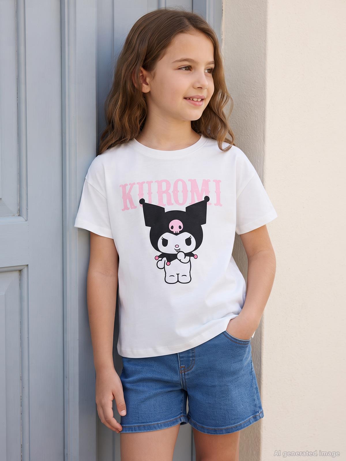 Kuromi 6-9 Yaş Tişört - Kırık Beyaz