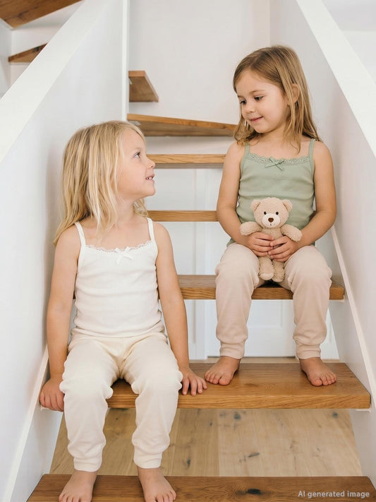 Civil Girls Kız Çocuk Dantel Yaka Kız Çocuk 2'li Atlet | Likralı Süprem | Okul Kreş ve Günlük Kullanım