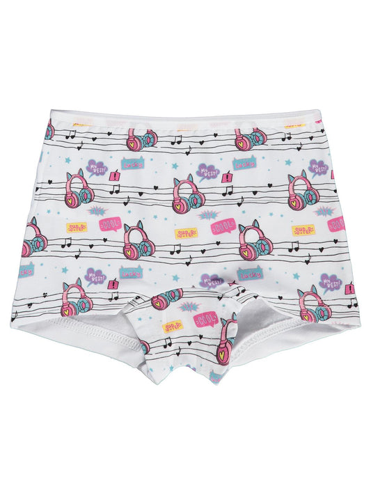 Civil Kız Çocuk Music Kız Çocuk 2'li Boxer | Likralı Süprem Baskılı | Okul Kreş ve Günlük Kullanım