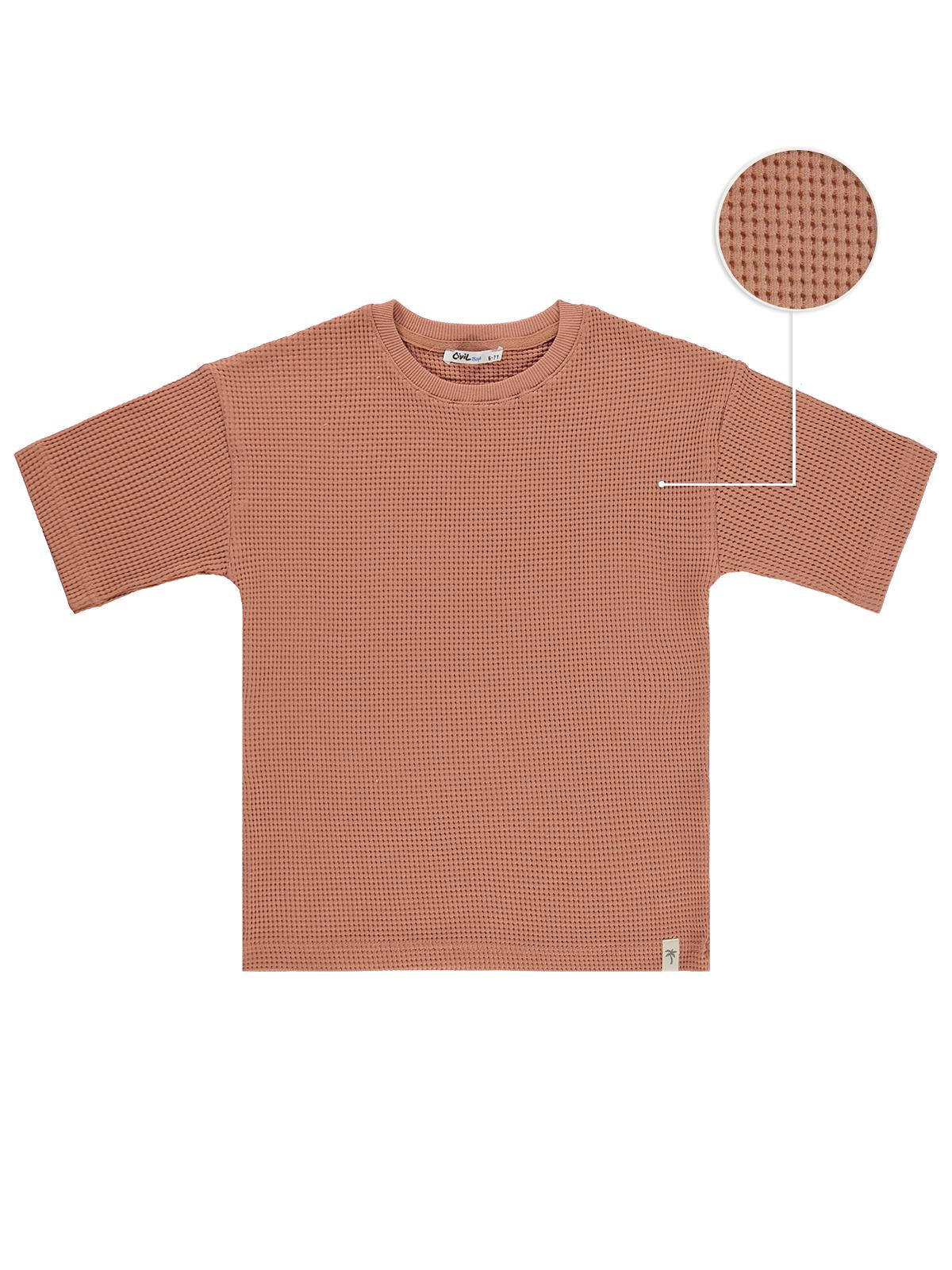 Civil Boys Basic Waffle 6-9 Yaş Tişört - Pudra