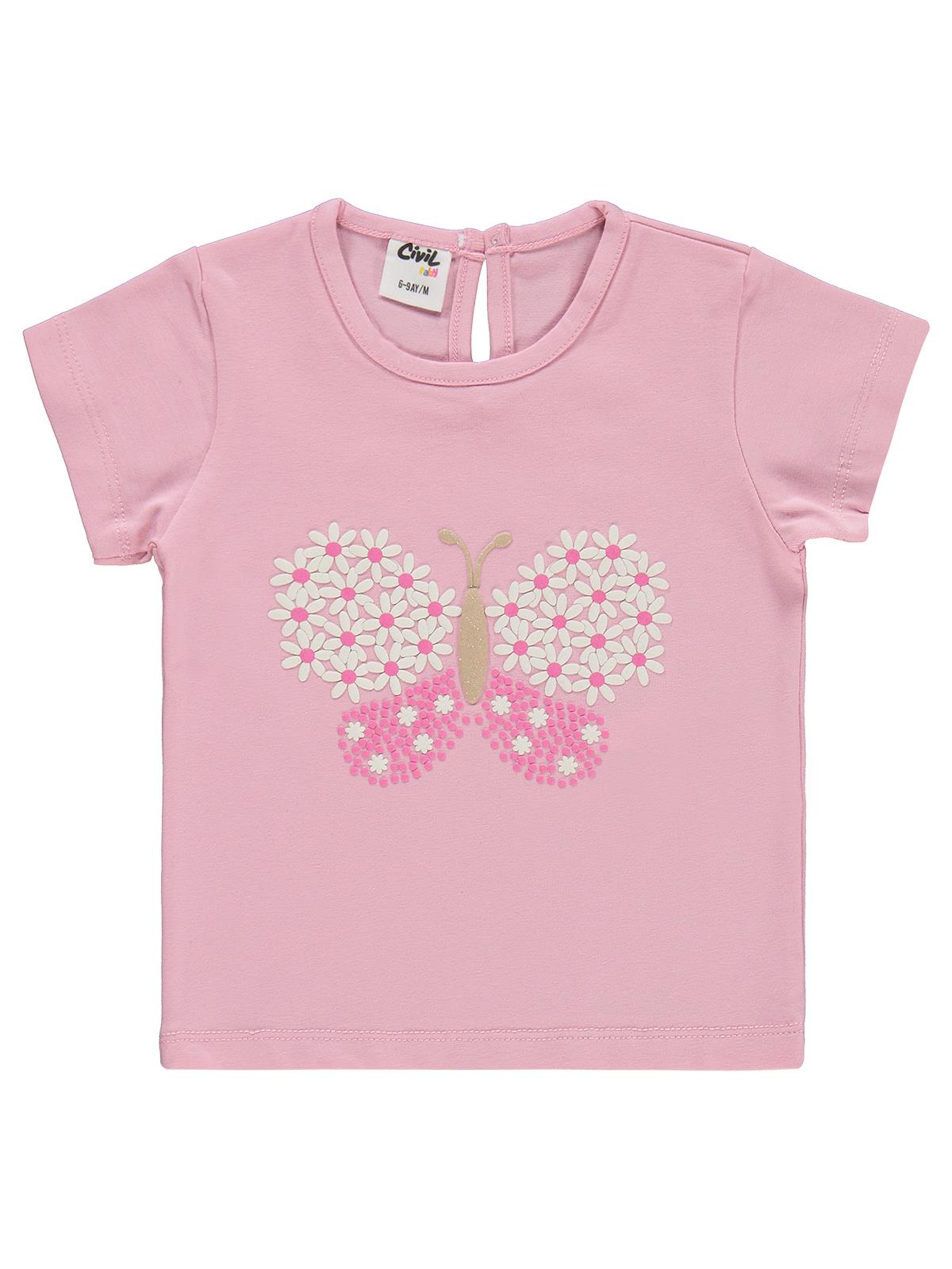 Civil Baby Kelebek Nakışlı 6-18 Ay Takım - Pembe