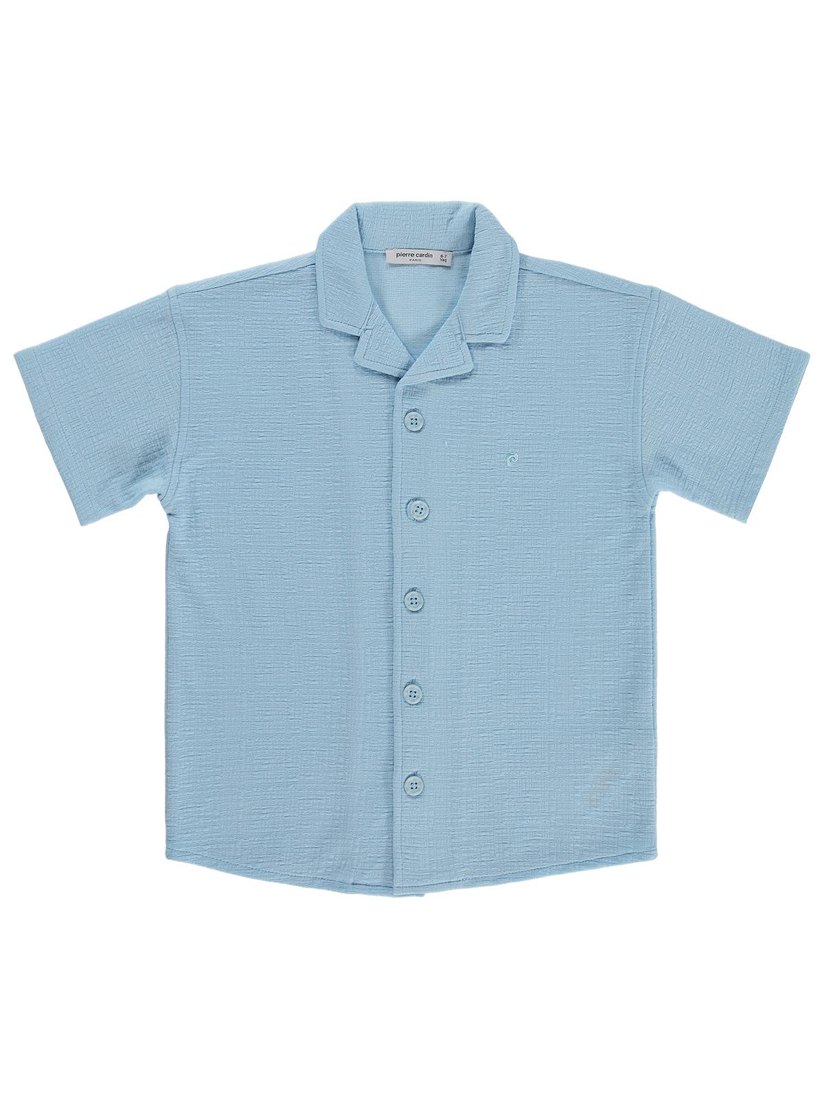 Pierre Cardin Tatil Yaka Basic 6-9 Yaş Gömlek - Mavi