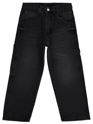 Civil Boys Erkek Çocuk Yan Cepli Baggy Kalıp 6-9 Yaş Pantolon Kot - Siyah