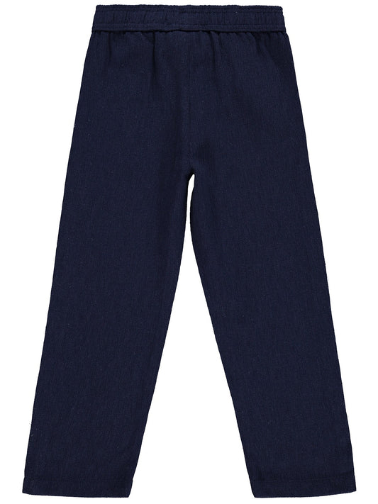 Civil Boys Kendinden Desenli 10-13 Yaş Pantolon - Lacivert