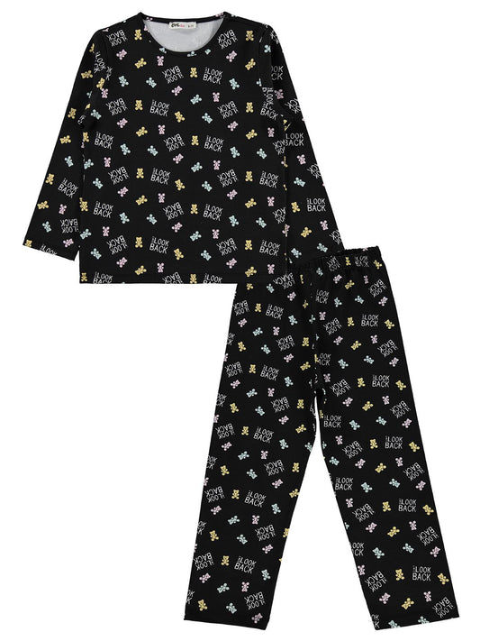 Civil Kız Çocuk Dont Look Back Baskılı Pijama Takımı | Süprem-Süprem | Okul Kreş ve Günlük Kullanım - Siyah
