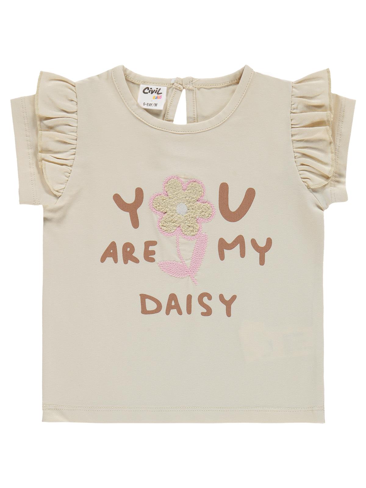 Civil Baby Yazı-Çiçek Baskı Nakış 6-18 Ay Takım - Fil Dişi