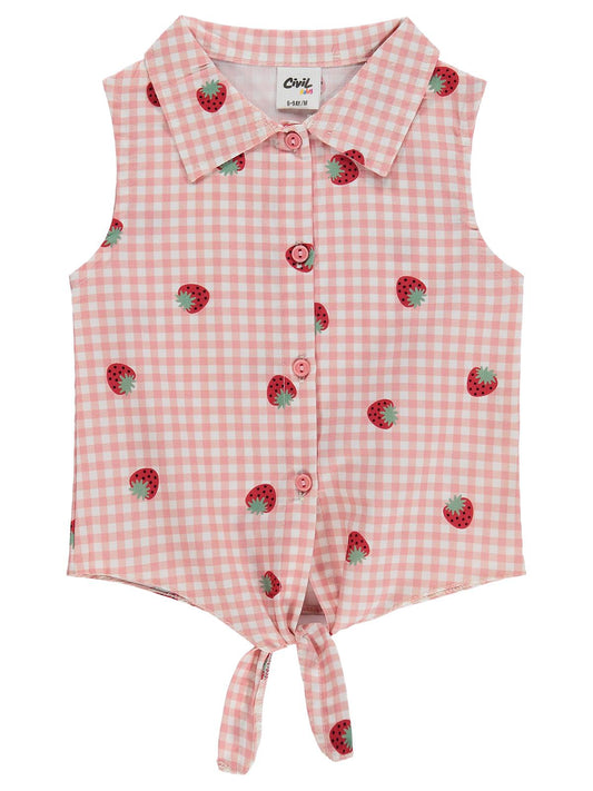 Civil Baby Puanlı Çizgli Empirme 6-18 Ay Gömlek - Pembe