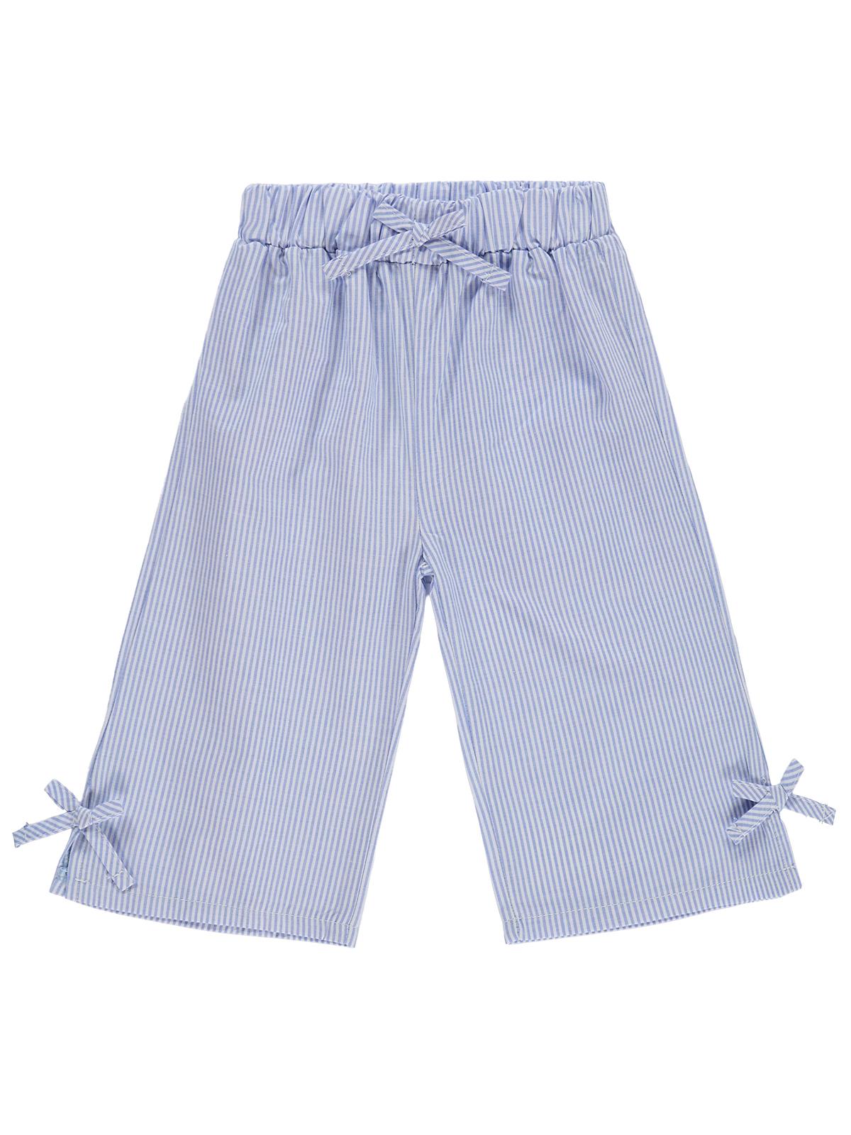 Civil Baby Fiyonk Detaylı Çizgi Empirme 6-18 Ay Pantolon - Pastel Mavi