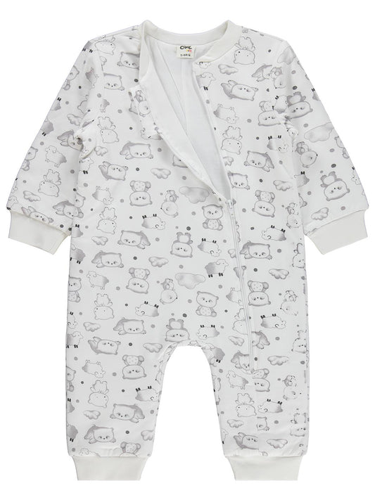 Civil Baby Ayıcık Baskılı | Pamuklu Süprem | Uzun Kollu Bisiklet Yaka | 1.6 TOG Uyku Tulumu - Bej