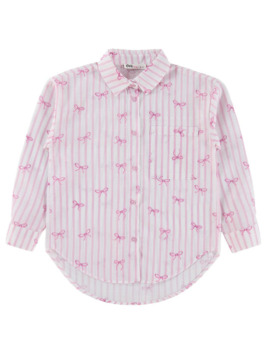 Civil Girls Fiyonk Baskılı 6-9 Yaş Gömlek - Pembe