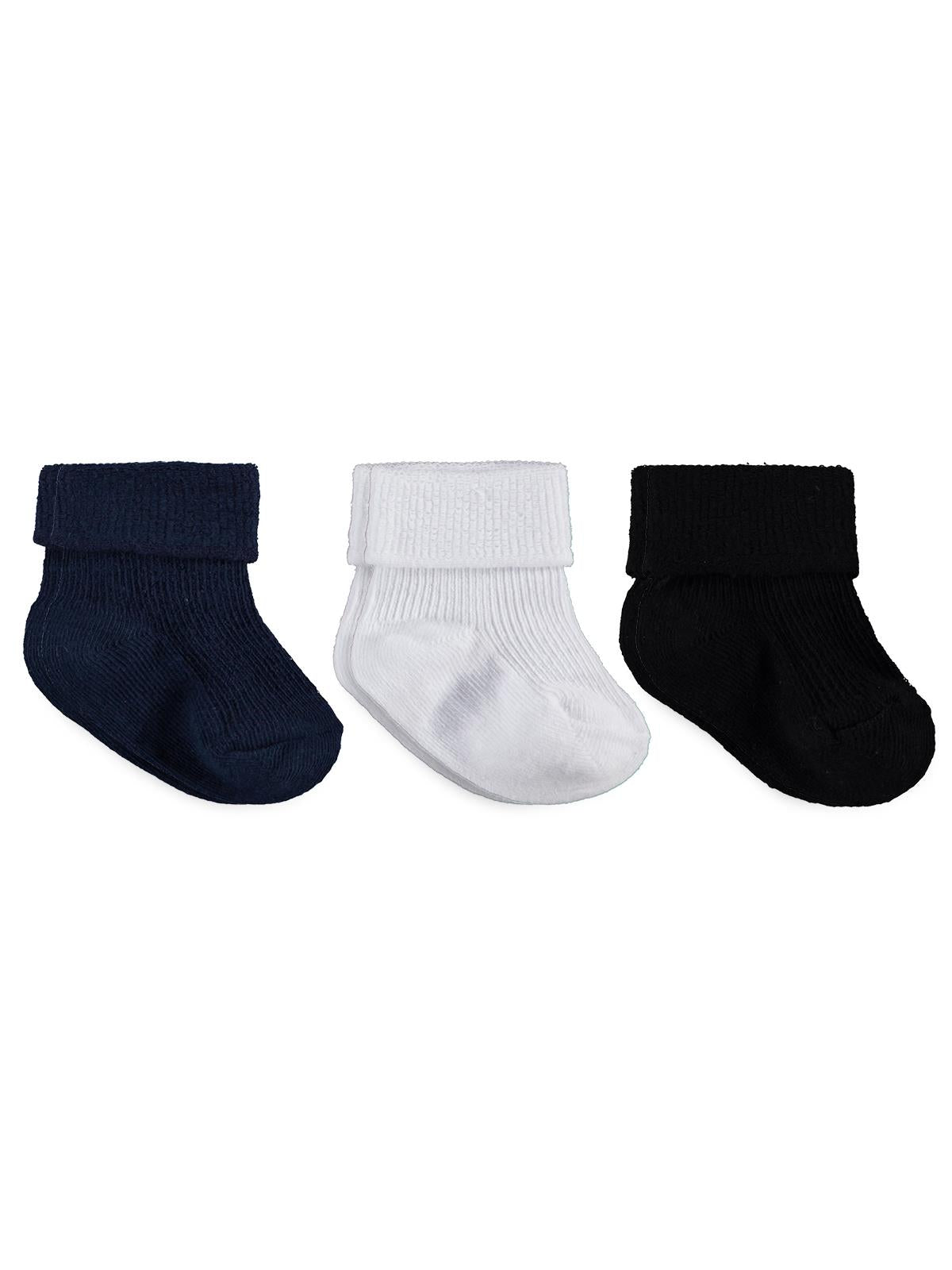 Civil Baby Basic Kıvrık 3'lü 6- Bebek Erkek Çorap Set