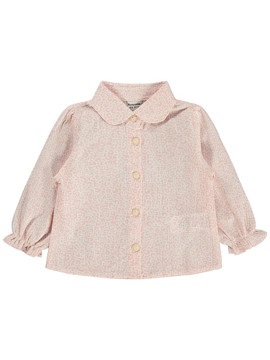 Lüks Kumru Tekstil Leopar Gömlek Dantelli Hırka 3 Lü 6-18 Ay Takım - Pembe