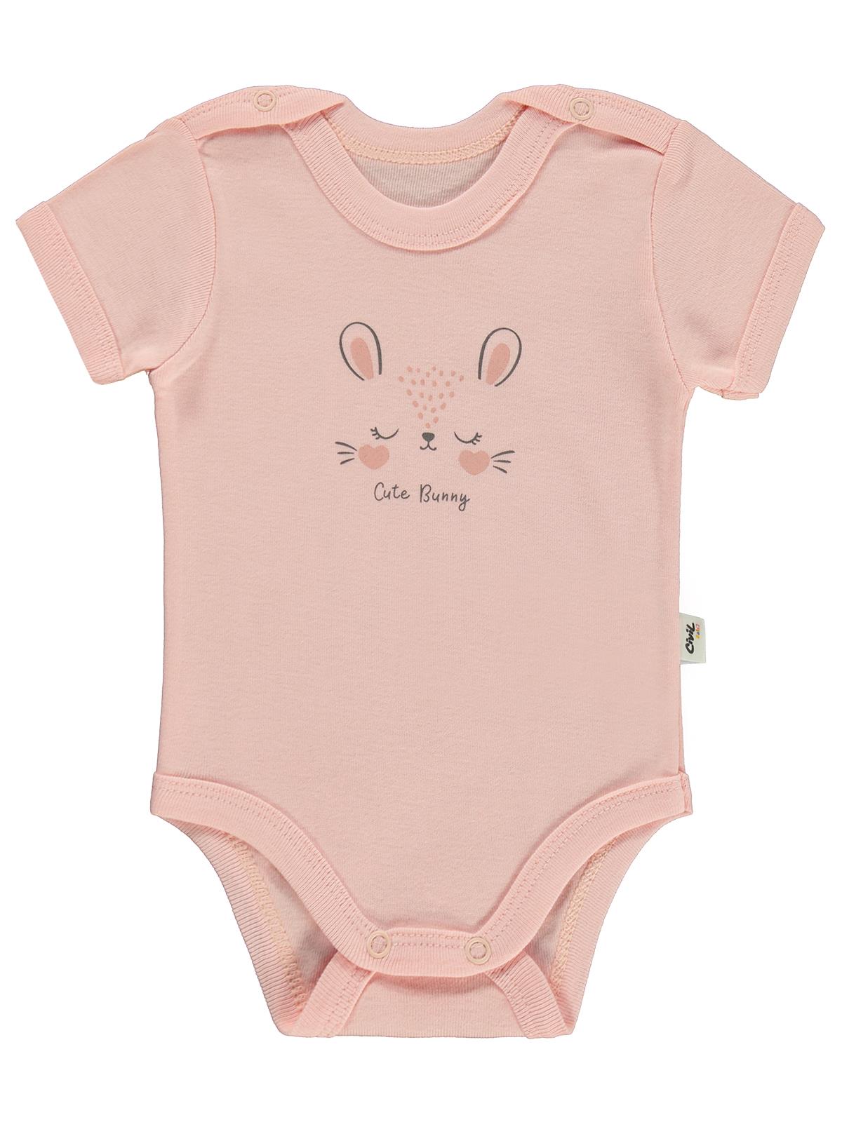 Civil Baby Cute Bunny Baskılı 1-36 Ay Çıtçıtlı Badi - Pembe