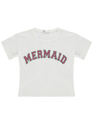 Civil Girls Mermaid Baskılı 2-5 Yaş Tişört - Kırık Beyaz
