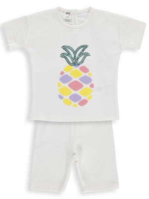 Civil Baby Ananas Nakışlı 6-18 Ay Takım - Ekru