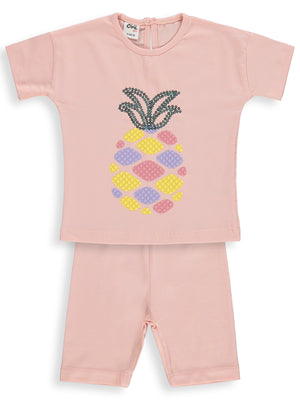 Civil Baby Ananas Nakışlı 6-18 Ay Takım - Pudra