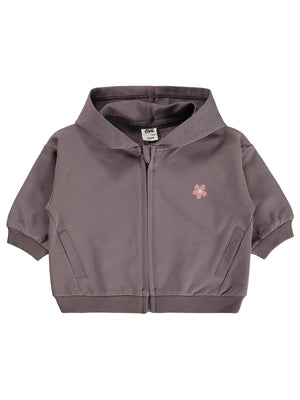 Civil Baby Çiçek Nakışlı Basic 6-18 Ay Hırka - Kahve