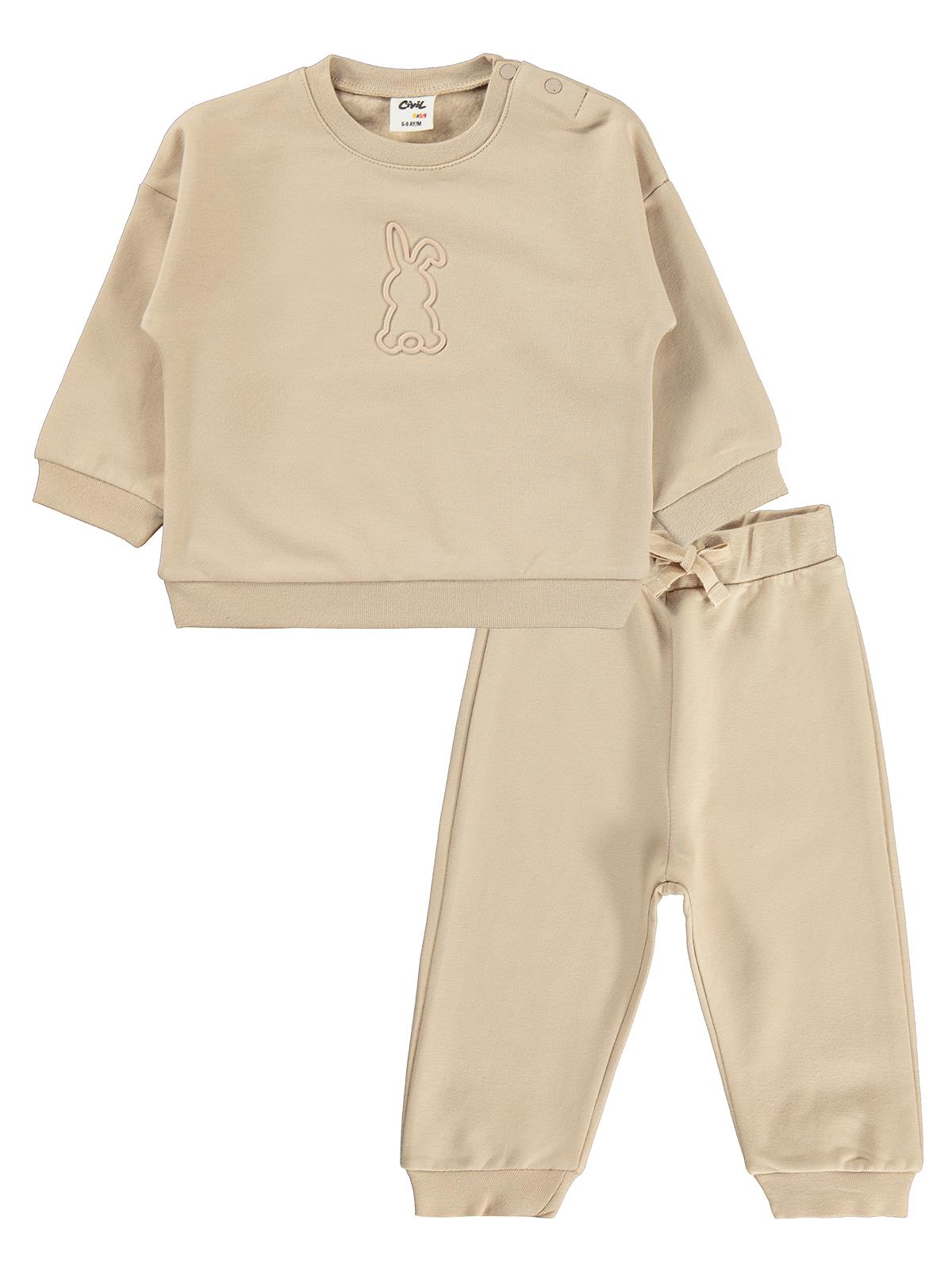 Civil Baby Tavşan Baskılı Basic 6-18 Ay Takım - Bej