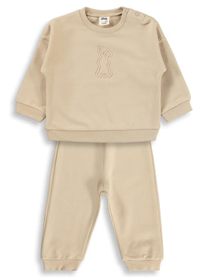 Civil Baby Tavşan Baskılı Basic 6-18 Ay Takım - Bej