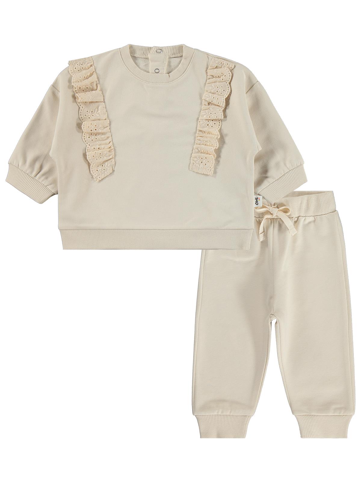 Civil Baby Fırfırlı Basic 6-18 Ay Takım - Bej