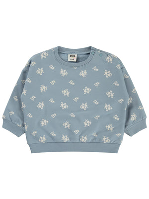 Civil Baby Çiçek Empirme Basic 6-18 Ay Sweatshirt - Mavi