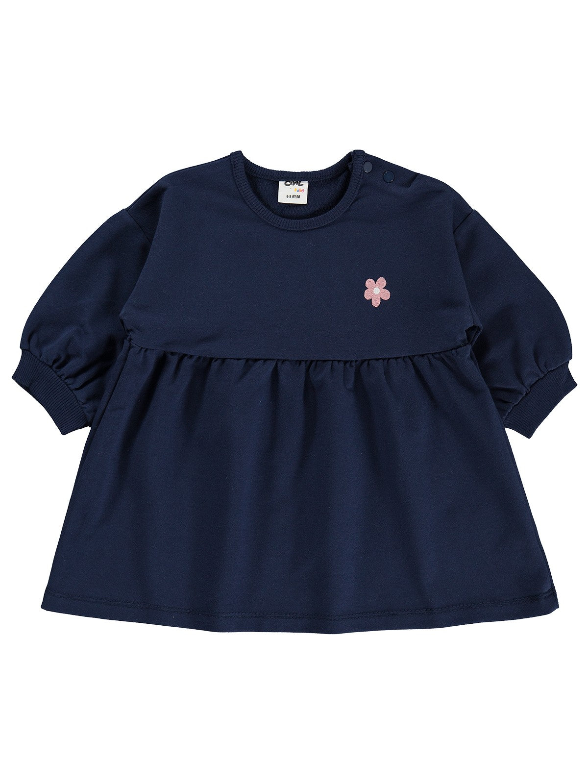 Civil Baby Çiçek Nakışlı Basic 6-18 Ay Elbise - Lacivert