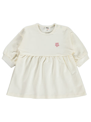 Civil Baby Çiçek Nakışlı Basic 6-18 Ay Elbise - Ekru