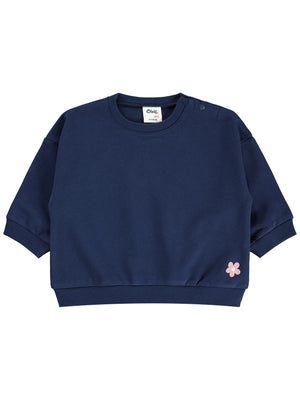 Civil Baby Çiçek Nakışlı Basic 6-18 Ay Sweatshirt - Lacivert