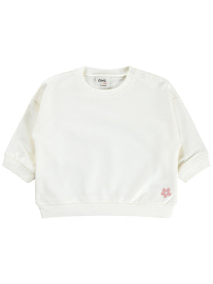 Civil Baby Çiçek Nakışlı Basic 6-18 Ay Sweatshirt - Ekru