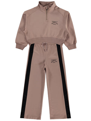 Mışıl Kids Yarım Fermuarlı 10-13 Yaş Eşofman Takımı - Bej