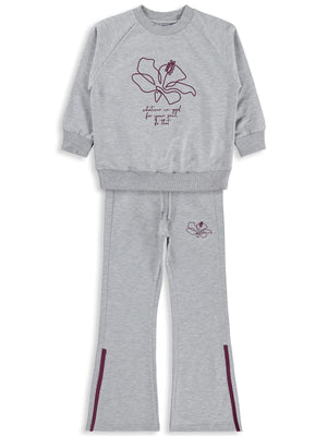 Mışıl Kids Paça Yırtmaçlı 6-9 Yaş Eşofman Takımı - Gri