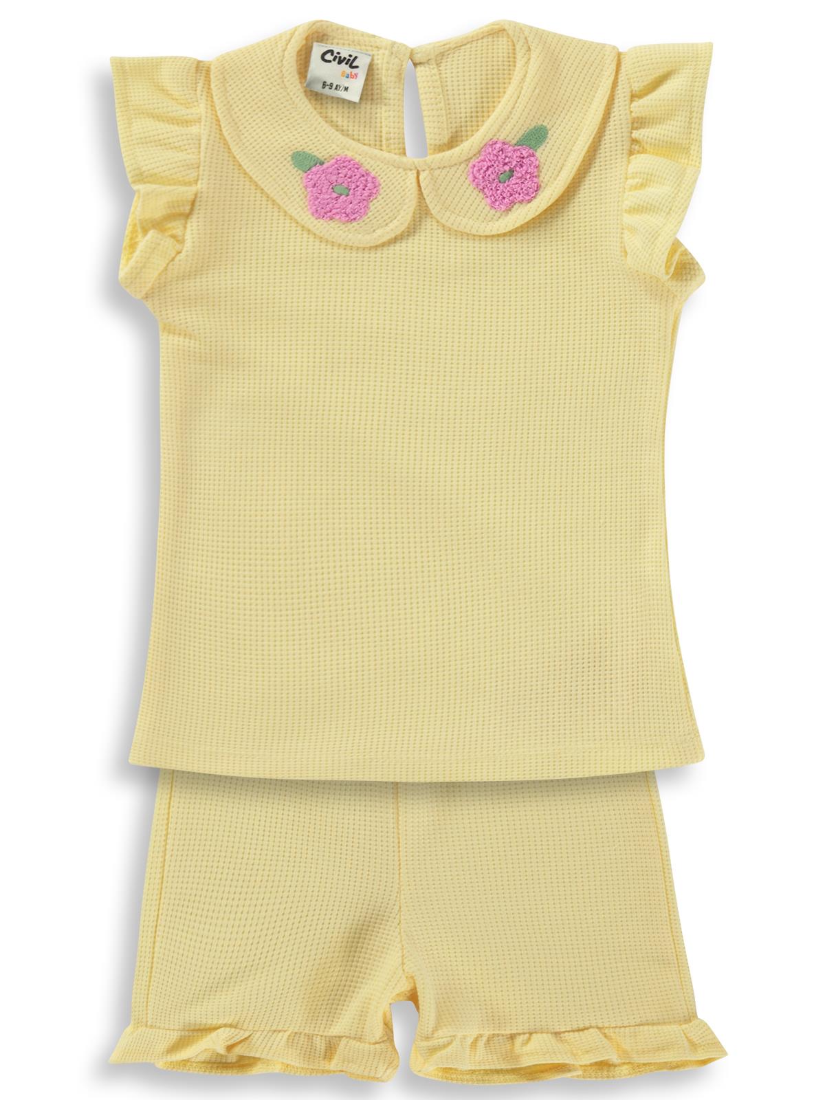 Civil Baby Yaka Nakışlı 6-18 Ay Takım - Sarı
