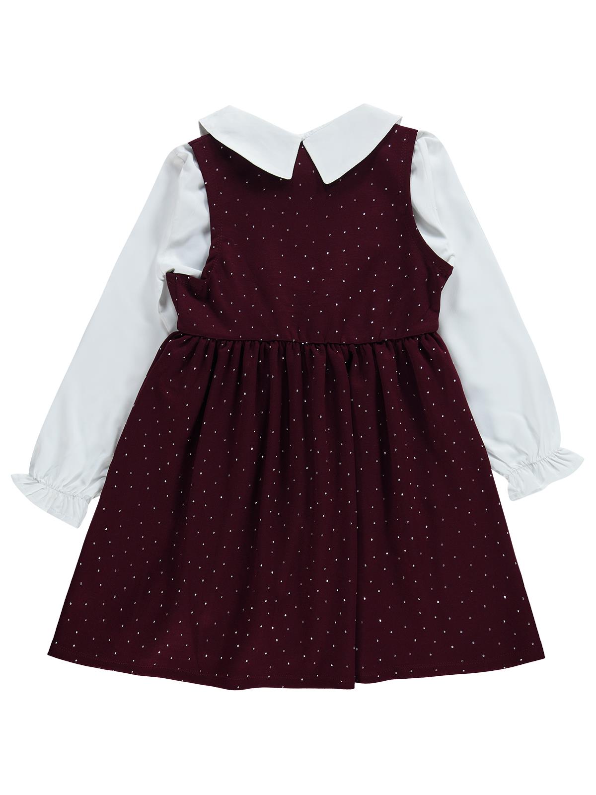 Civil Girls Taş Baskılı 10-13 Yaş Elbise - Bordo