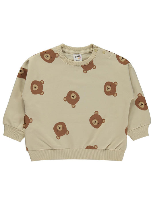 Civil Baby Ayıcık Baskılı 6-18 Ay Sweatshirt - Bej