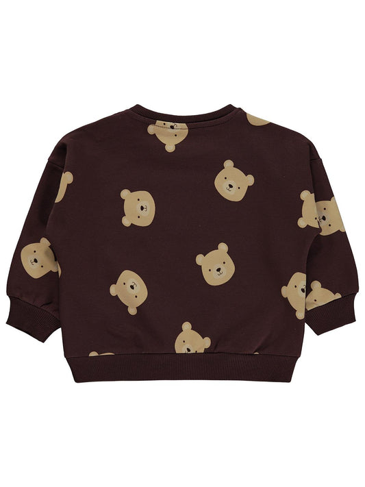 Civil Baby Ayıcık Baskılı 6-18 Ay Sweatshirt - Kahverengi