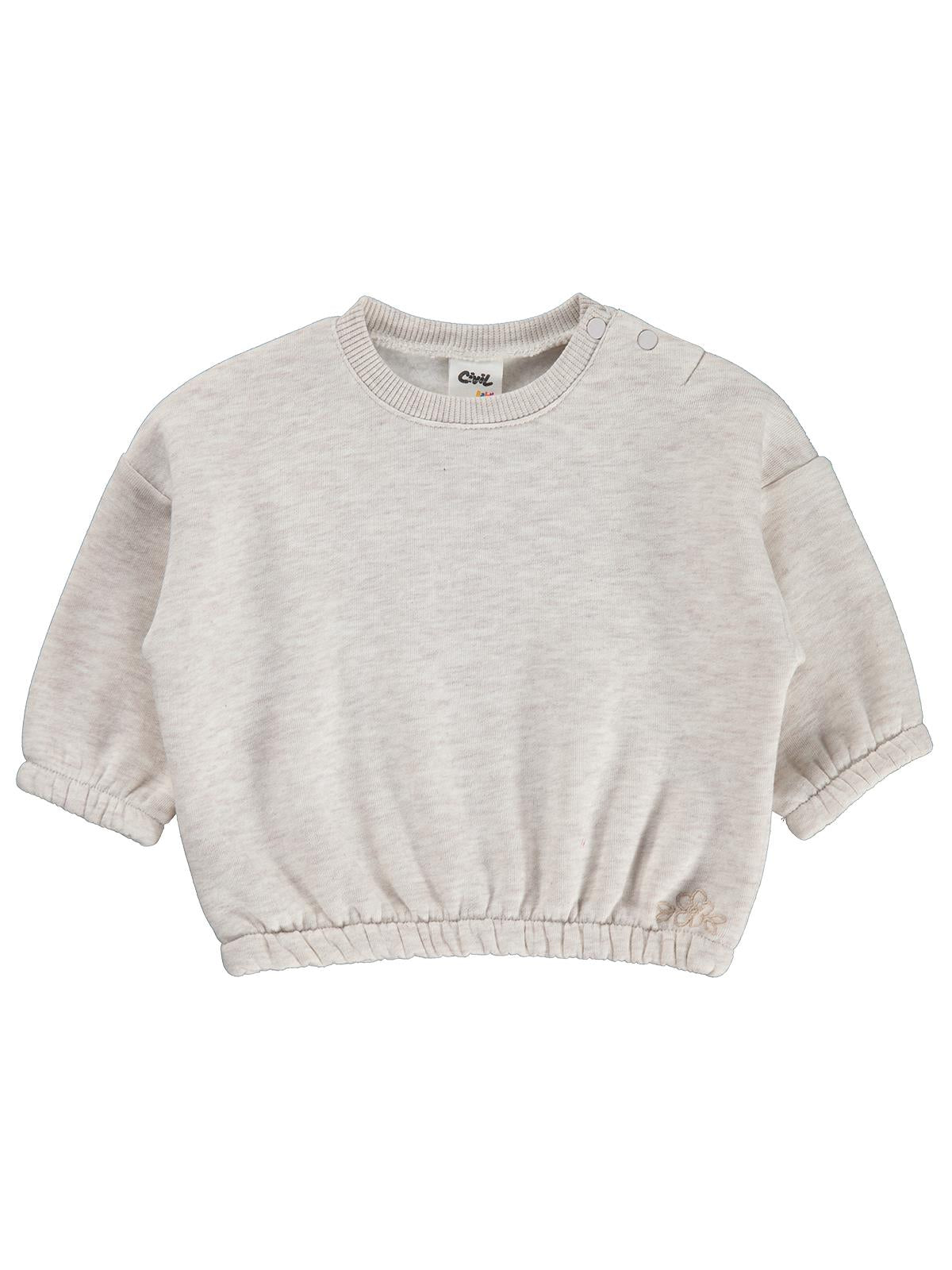 Civil Baby Çiçek Nakışlı Basic 6-18 Ay Sweatshirt - Bej