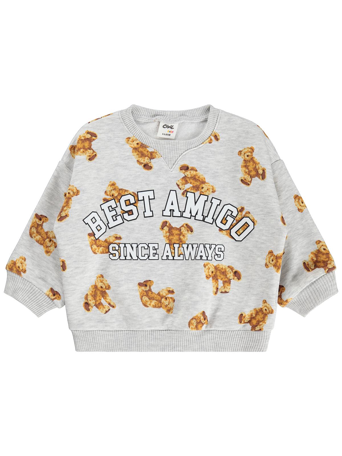 Civil Baby Ayıcık Baskılı 6-18 Ay Sweatshirt - Gri