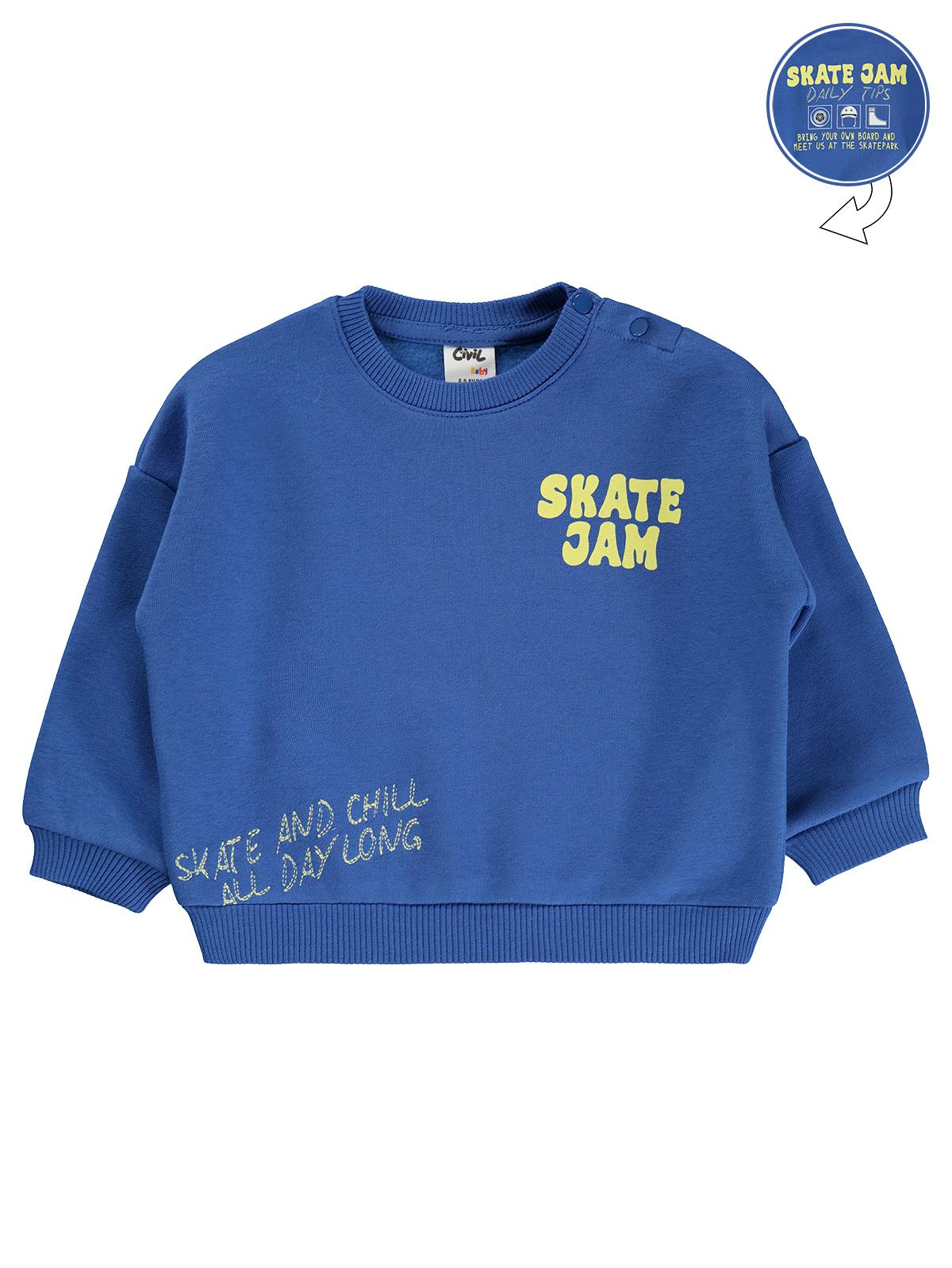 Civil Baby Skate Jam Baskılı 6-18 Ay Sweatshirt - Mavi