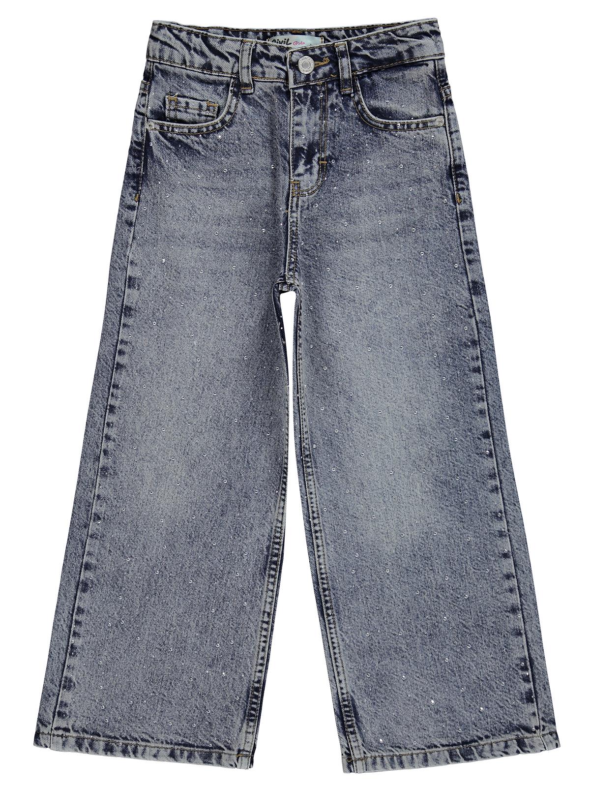 Civil Girls Taş Baskılı 10-13 Yaş Pantolon Kot - Mavi